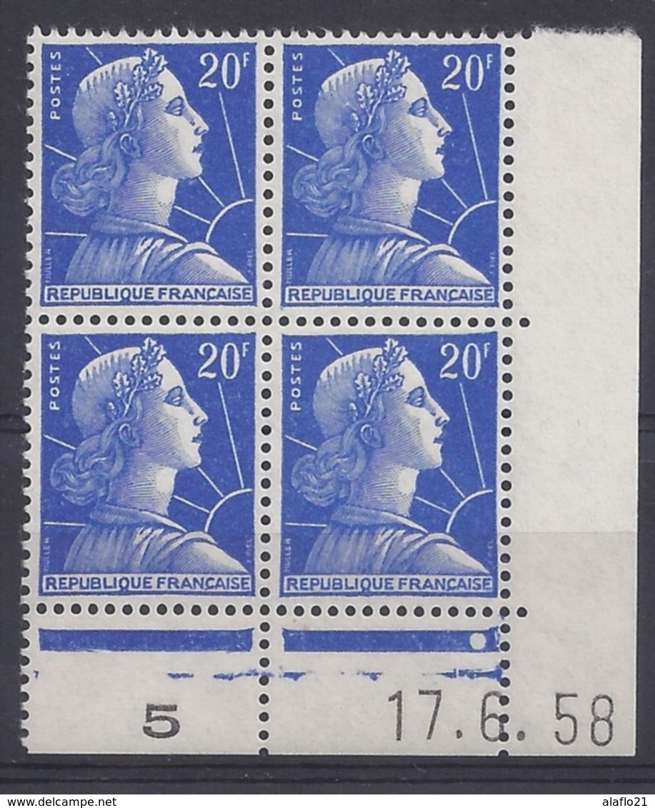 MARIANNE MULLER N° 1011B - Bloc De 4 COIN DATE - NEUF SANS CHARNIERE - 17/6/58 - 1 Point - 1950-1959