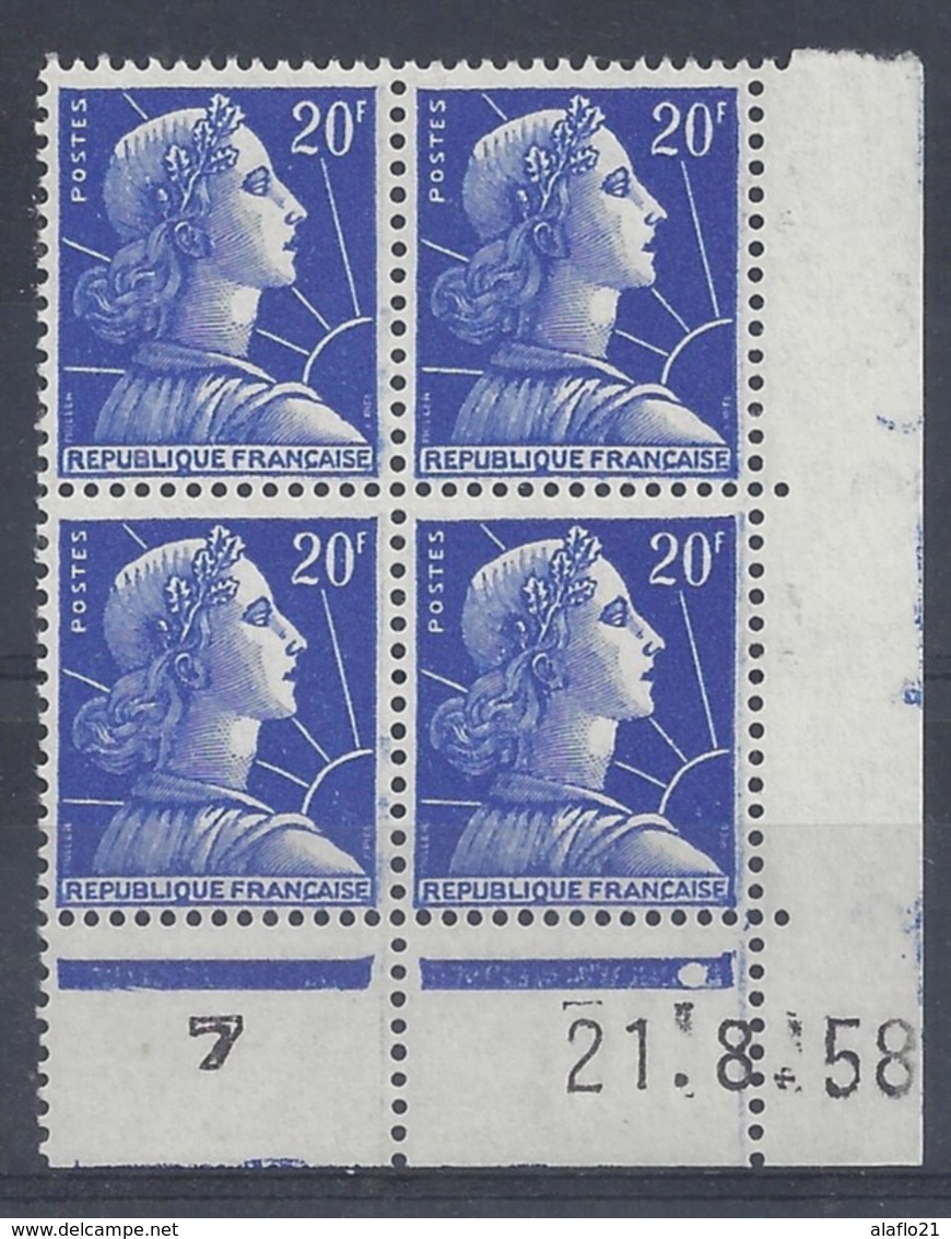 MARIANNE MULLER N° 1011B - Bloc De 4 COIN DATE - NEUF SANS CHARNIERE - 21/8/58 - 1 Point - 1950-1959