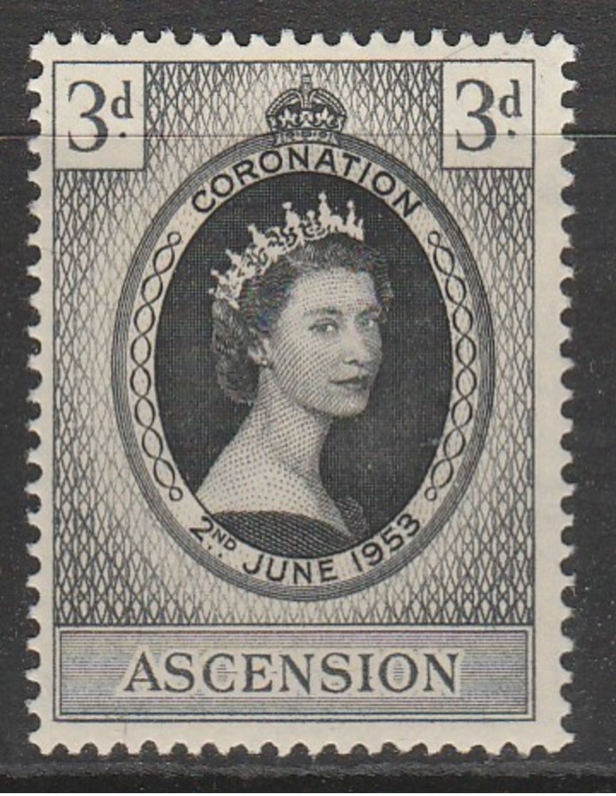 Ascension 1953 Coronation Of Queen Elizabeth II 3 P Grey/black SW 61 * MM - Ascension