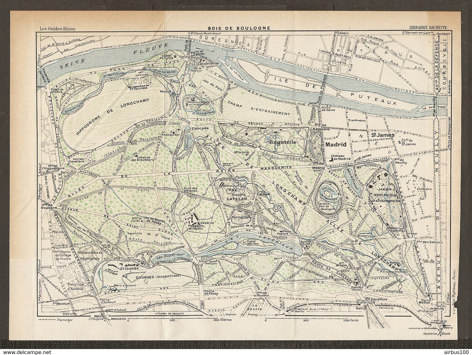 CARTE PLAN 1927 BOIS DE BOULOGNE CHATEAU DE MADRID THEATRE CATALAN CASERNES HIPPODROME - Cartes Topographiques