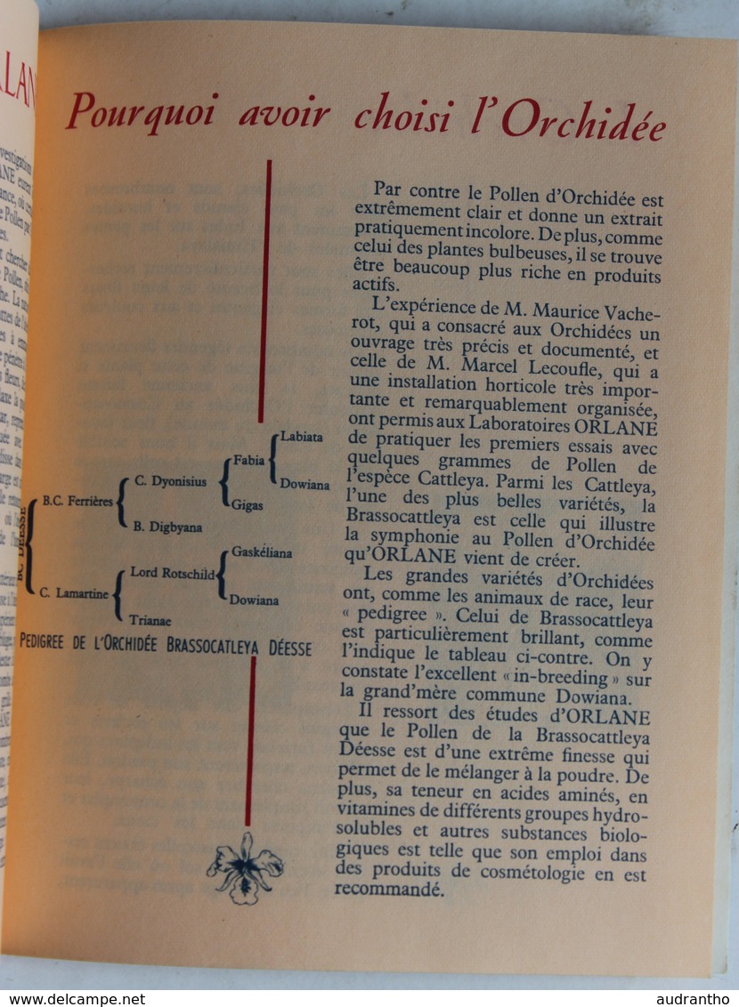 Symphonie Orlane au pollen d'orchidée livret publicitaire années 50 av. Georges V Paris Grande pharmacie du progrès Caen