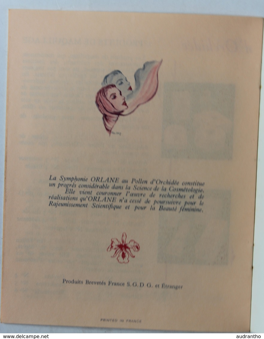 Symphonie Orlane au pollen d'orchidée livret publicitaire années 50 av. Georges V Paris Grande pharmacie du progrès Caen