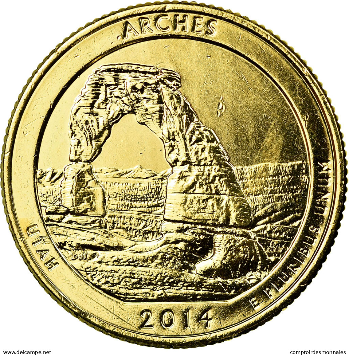 Monnaie, États-Unis, Arches, Quarter, 2014, U.S. Mint, SUP, Métal Doré - 2010-...: National Parks