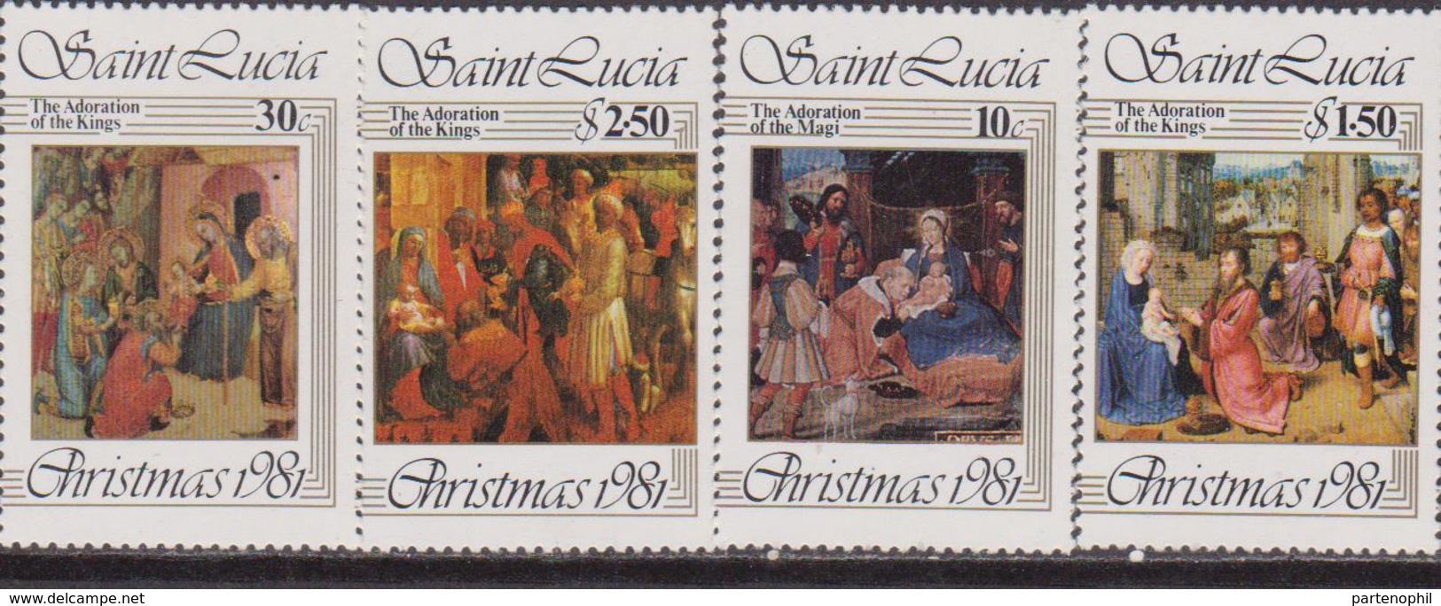 St. Lucia 1981 Painting Christmas Natale Navidad Noel Set MNH - Natale