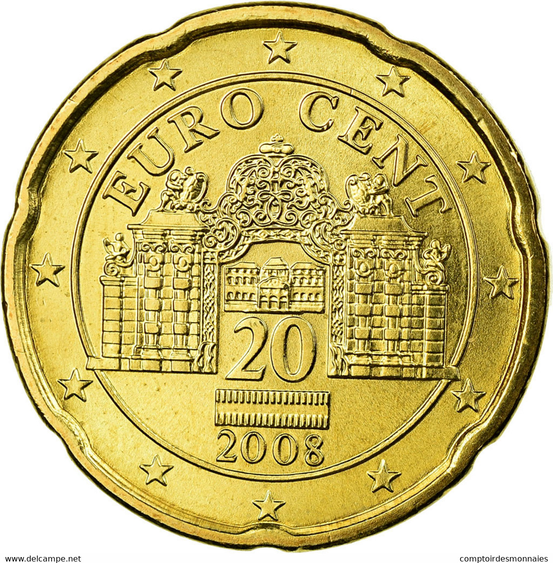 Autriche, 20 Euro Cent, 2008, SPL, Laiton, KM:3140 - Autriche