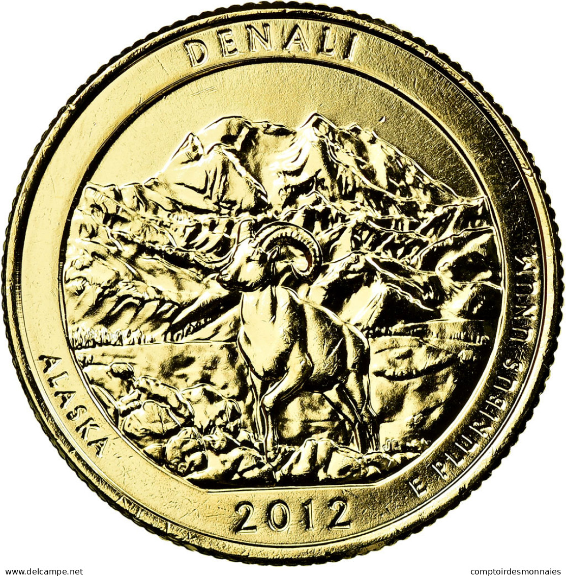 Monnaie, États-Unis, Denali, Quarter, 2012, U.S. Mint, SUP, Métal Doré - 2010-...: National Parks