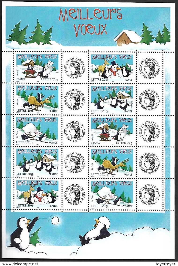 P205  Feuillet De 10 Timbres N°F3853A N++person. Cérès Gome Brillante - Autres & Non Classés