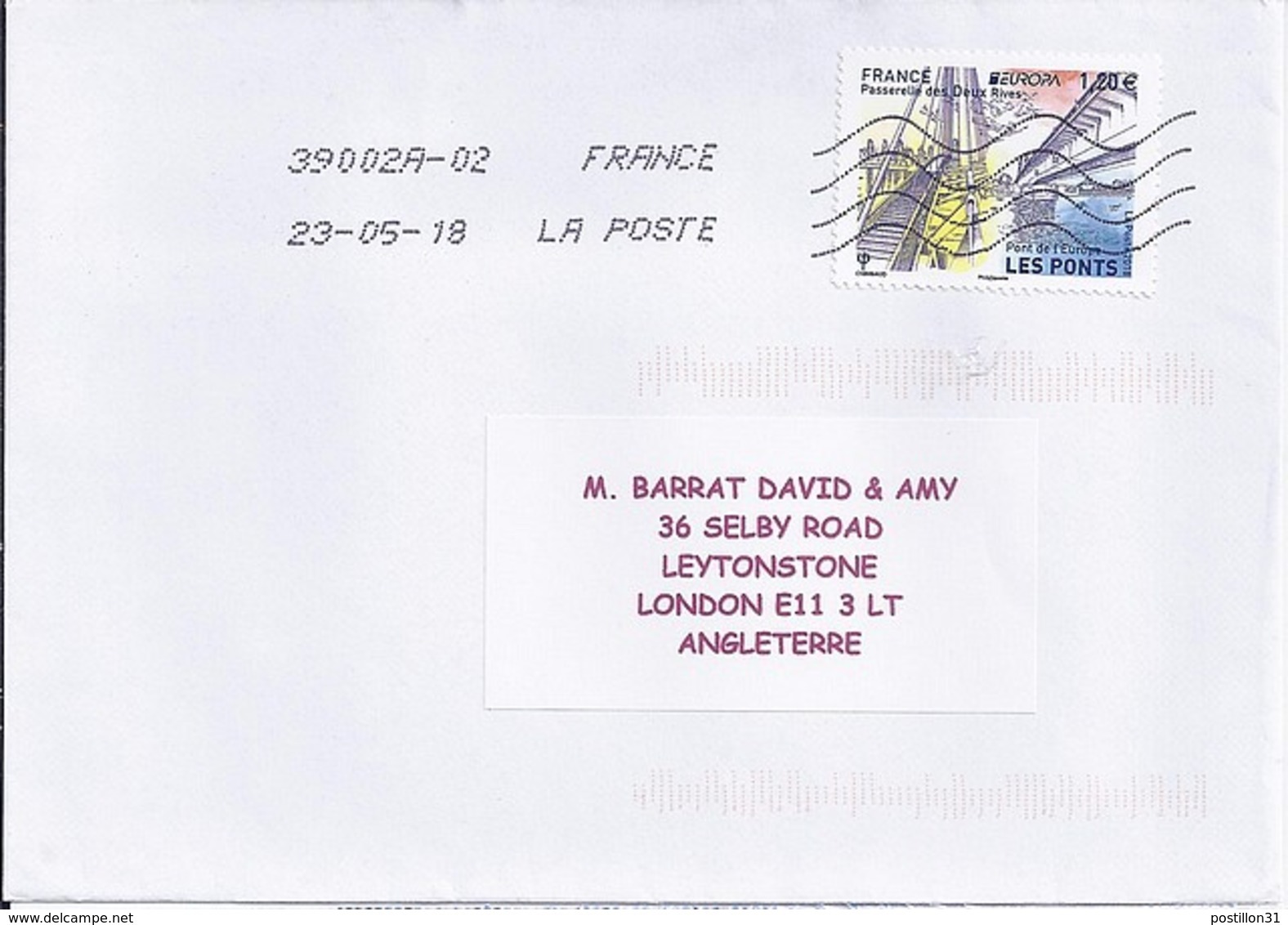 TP N° 5218  SUR LETTRE DE 2018 POUR L'ANGLETERRE - 1961-....