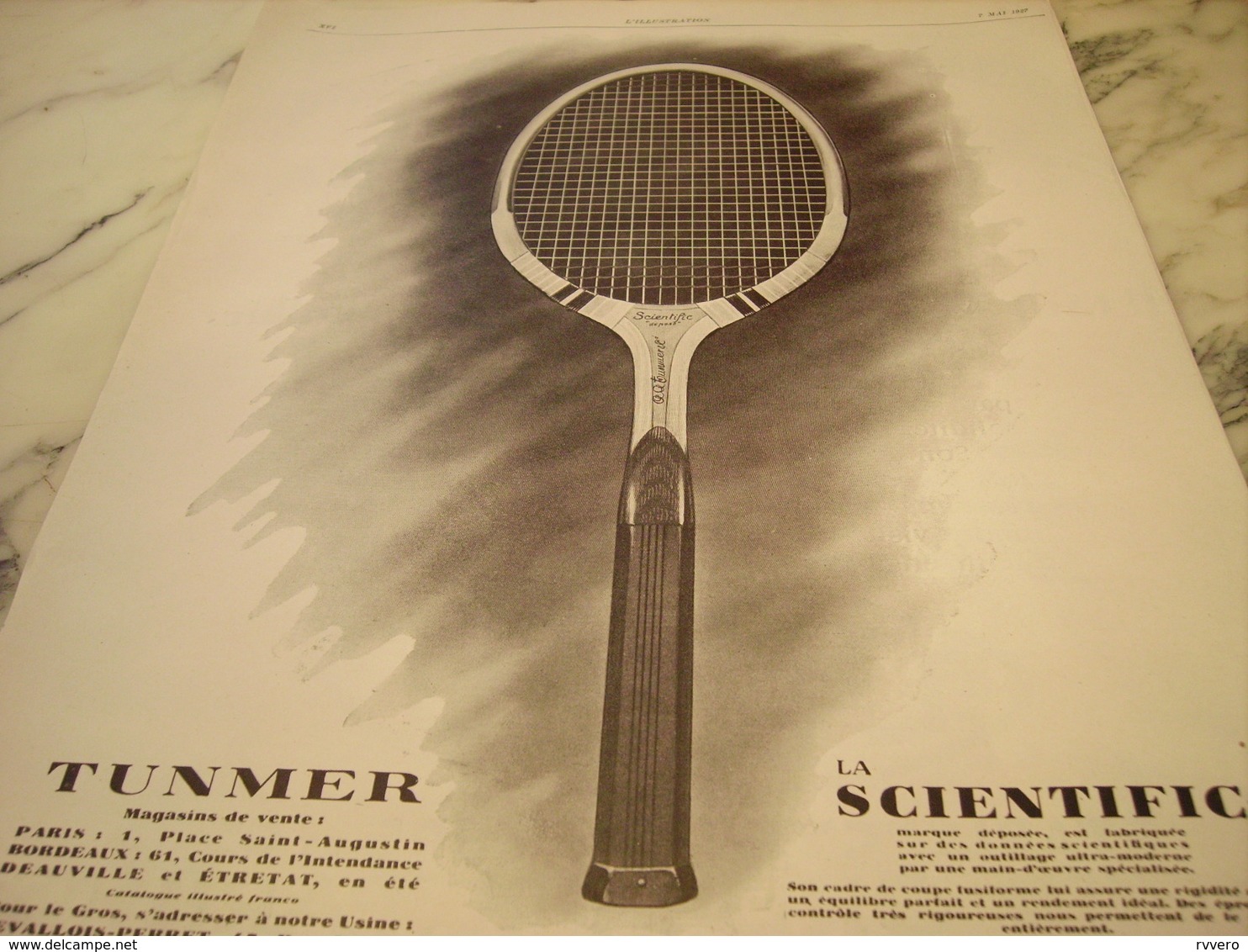 ANCIENNE PUBLICITE  RAQUETTE TENNIS LA SCIENTIFIC DE TUNMER  1927 - Otros & Sin Clasificación