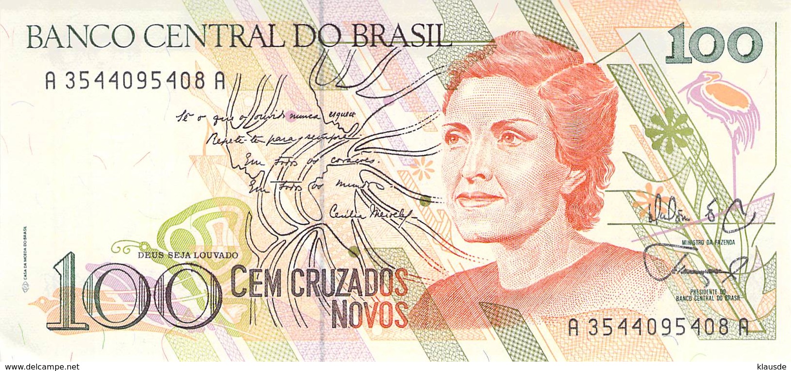 100 Cem Cruzeiros Banknote Brasilien UNC - Brasilien