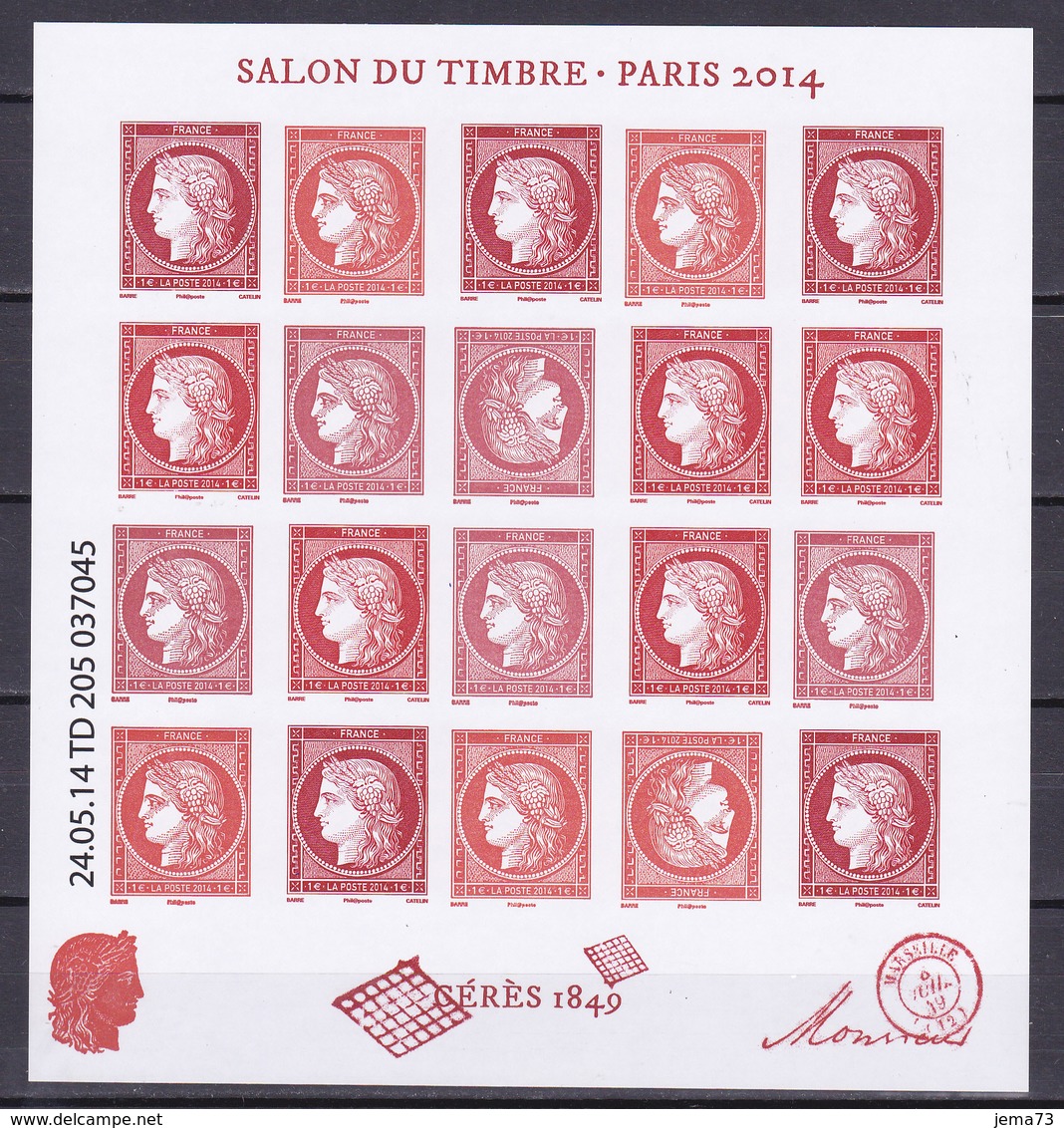 N° F4871  Feuillet " Salon Du Timbre De 2014" Cérès Composé De Façon Aléatoire De 5 Séries: 4871 à 4874 Neuf Impeccable - Mint/Hinged