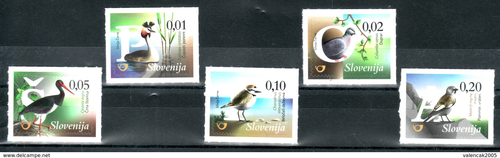 1158/ Slowenien Slovenia 2015 Mi.No. 1142 - 1146 ** MNH 5v Birds Vogel Black Stork White Winged Snowfinch Ciconia Nigra - Slowenien