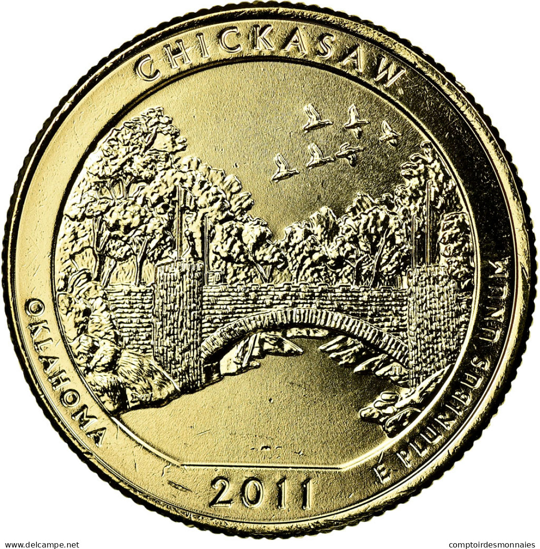 Monnaie, États-Unis, Chickasaw, Quarter, 2011, U.S. Mint, SUP, Métal Doré - 2010-...: National Parks