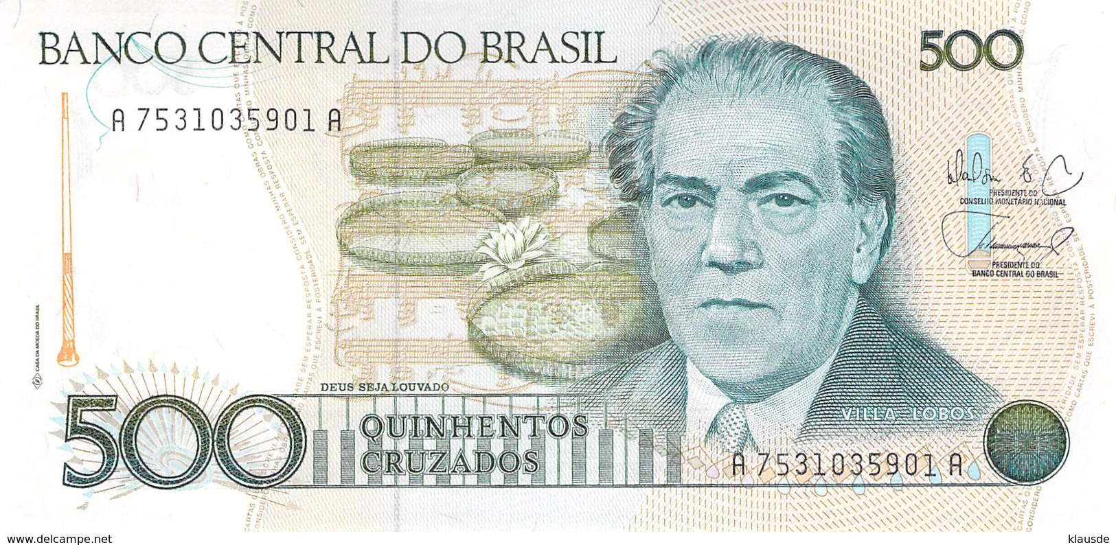 5oo Quinhentos Cruzados Banknote Brasilien UNC - Brasilien