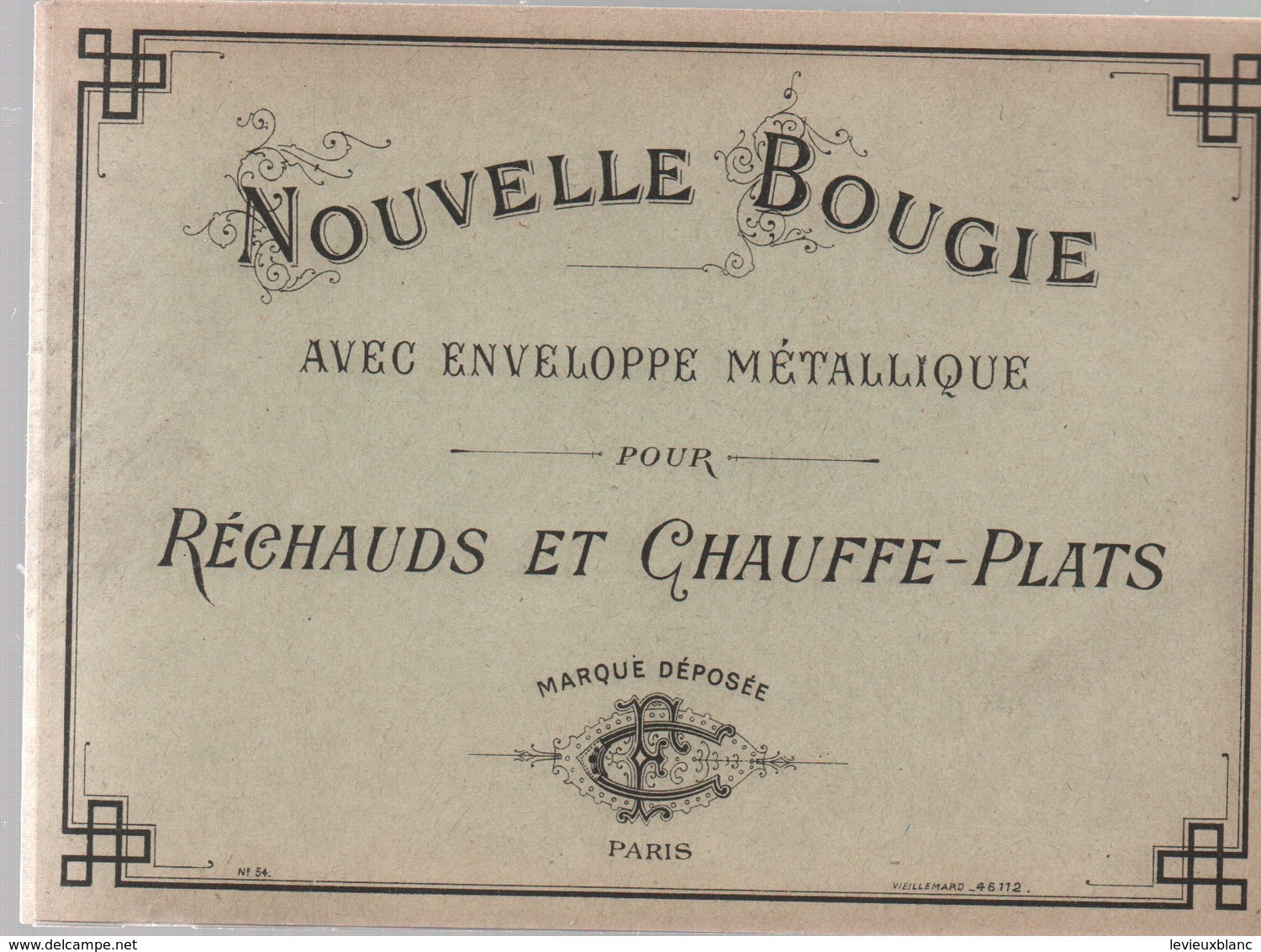 Etiquette/Nouvelle Bougie/avec Enveloppe Métallique /Marque Déposée/ C F /PARIS/Vieillemard/ Vers 1910-1930      ETIQ167 - Altri & Non Classificati