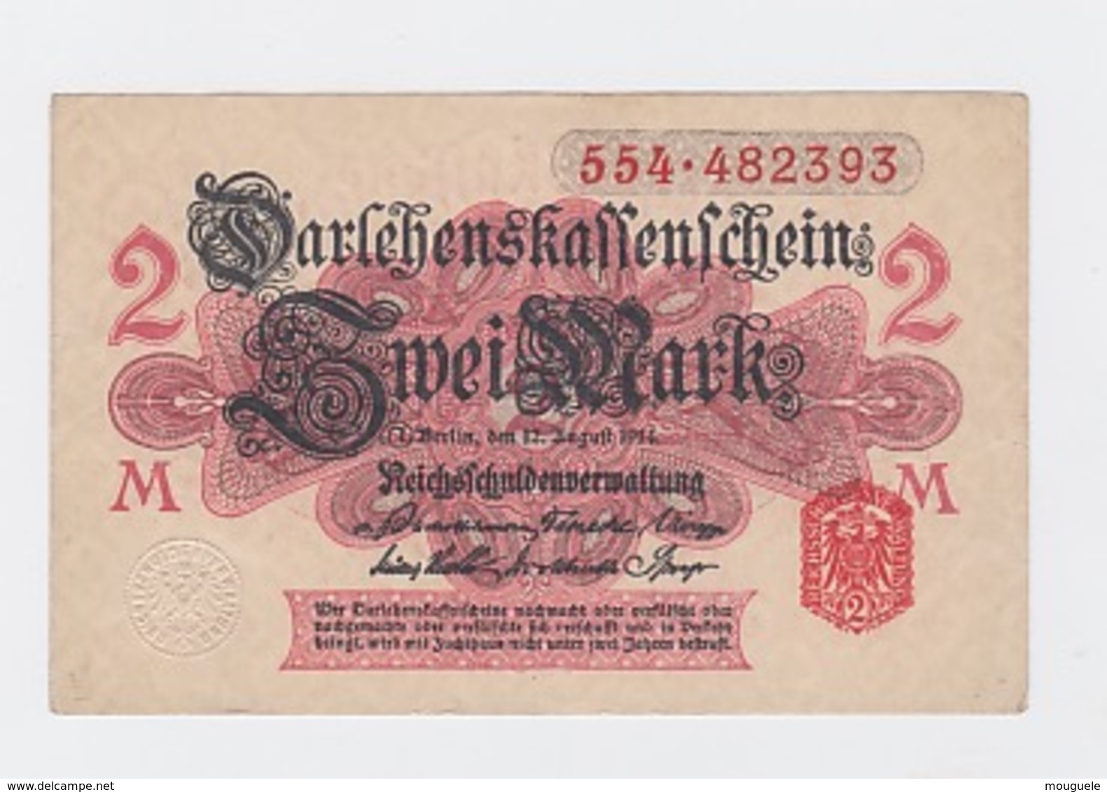Billet De 1 Mark  Du 12-8-1914  Pick 53 Neuf Papier Blanc - Other & Unclassified