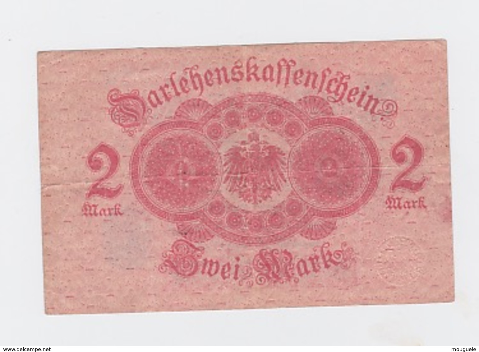 Billet De 2 Mark  Du 12-8-1914  Pick 55 Papier Rouge Tampon Bleu - Autres & Non Classés