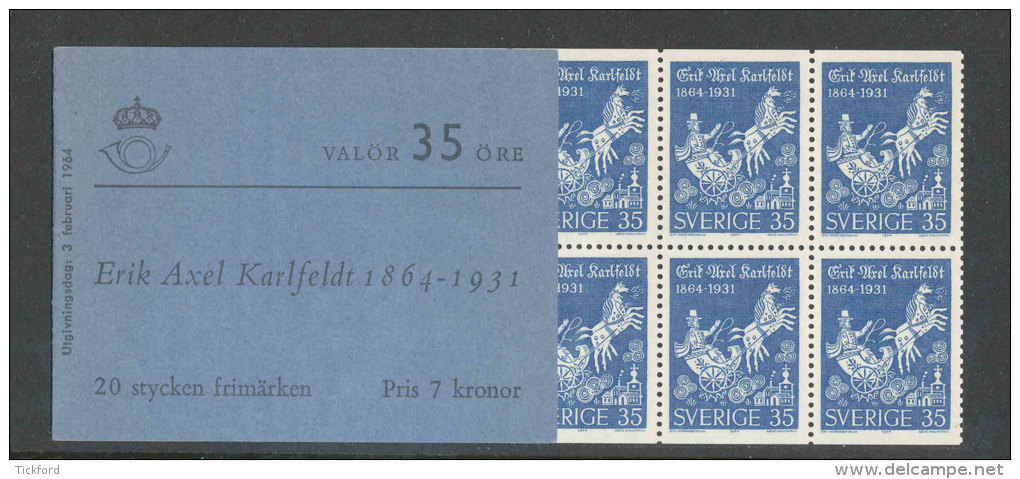 SUEDE 1964 - CARNET  YT C514a - Facit H162 - Neuf ** MNH - Le Poète Erik Axel Karlfeldt - 1951-80