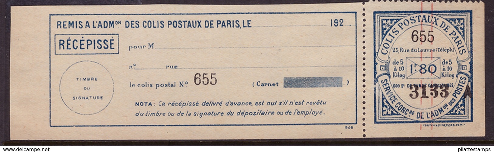 -France Colis Postaux Paris Pour Paris  91b** - Altri & Non Classificati