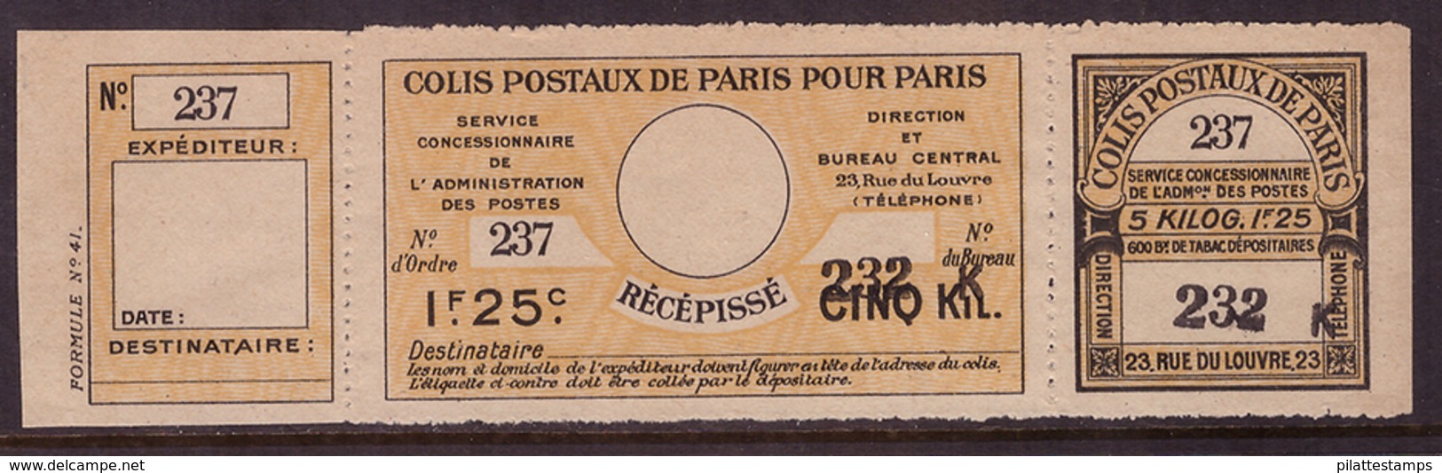 -France Colis Postaux Paris Pour Paris 100** - Other & Unclassified