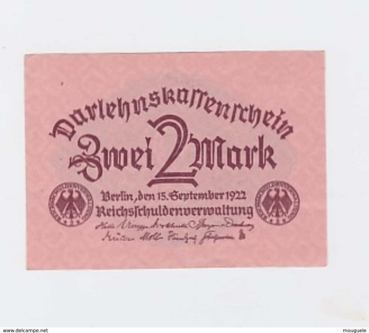 Billet De 2 Mark  Du 15- 9- 1922 Pick  62 - Other & Unclassified