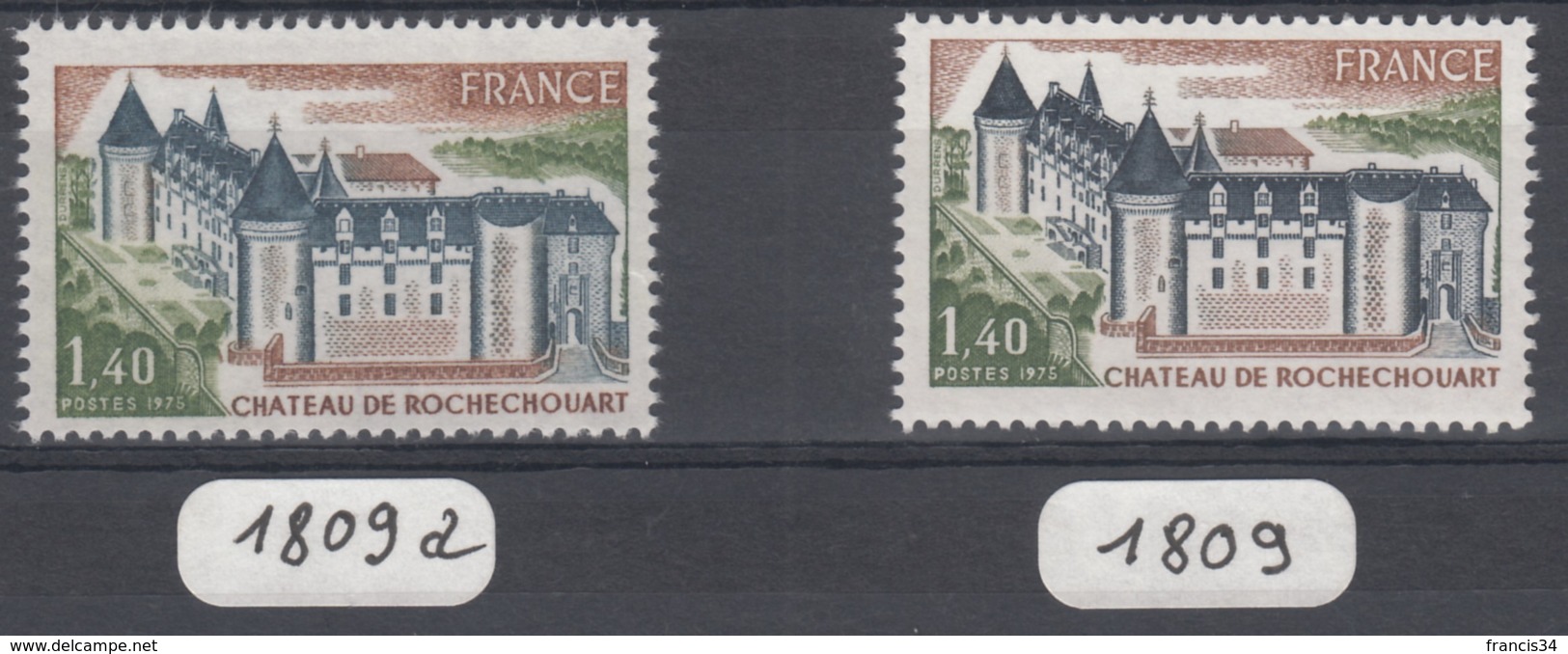 N° 1809 A - X X - ( Toits Du Château Bleu Au Lieu De Bleu Gris )  - ( F 314 ) - Unused Stamps