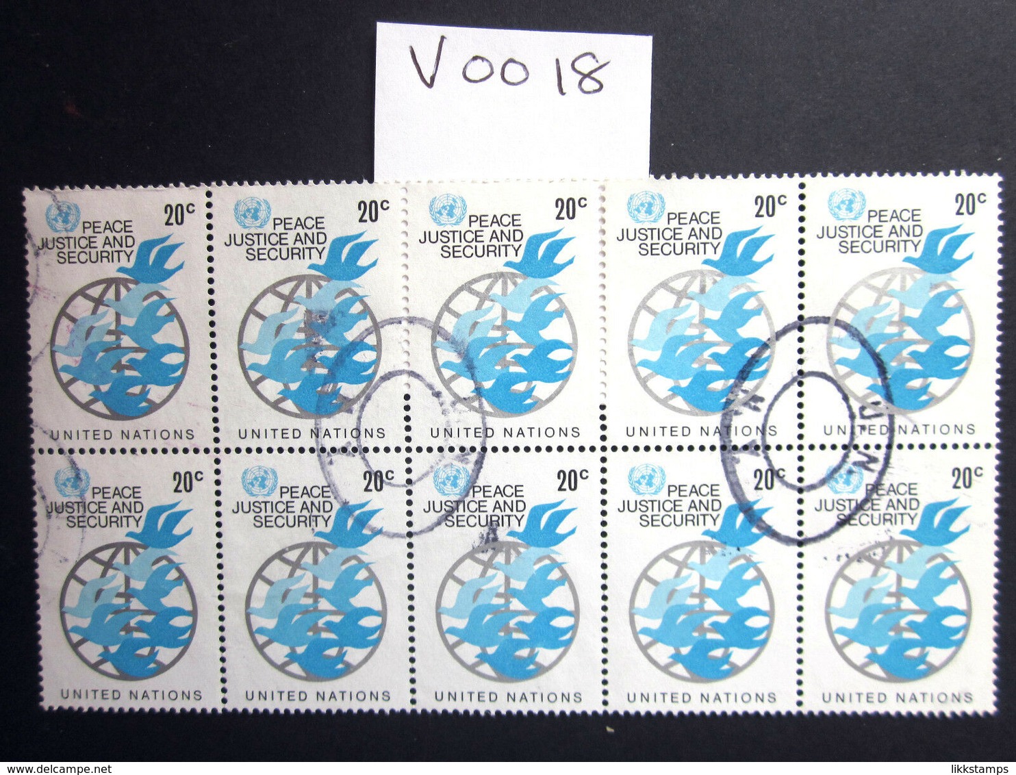 1979 FINE USED BLOCK OF 10 "SG 316" PICTORIAL UNITED NATIONS USED STAMPS.( V0018 ) #00346 - Collections, Lots & Series