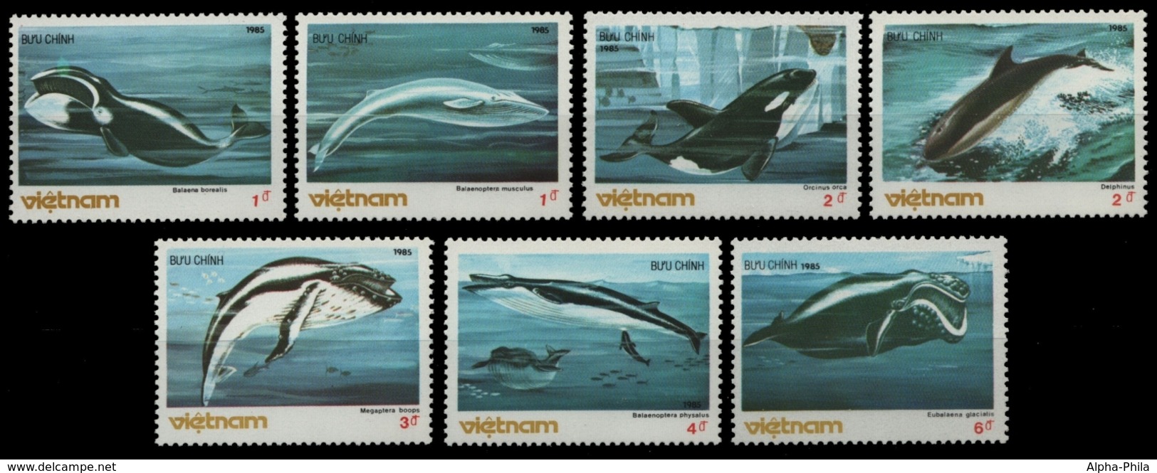 Vietnam 1985 - Mi-Nr. 1626-1632 ** - MNH - Wale / Whales - Viêt-Nam