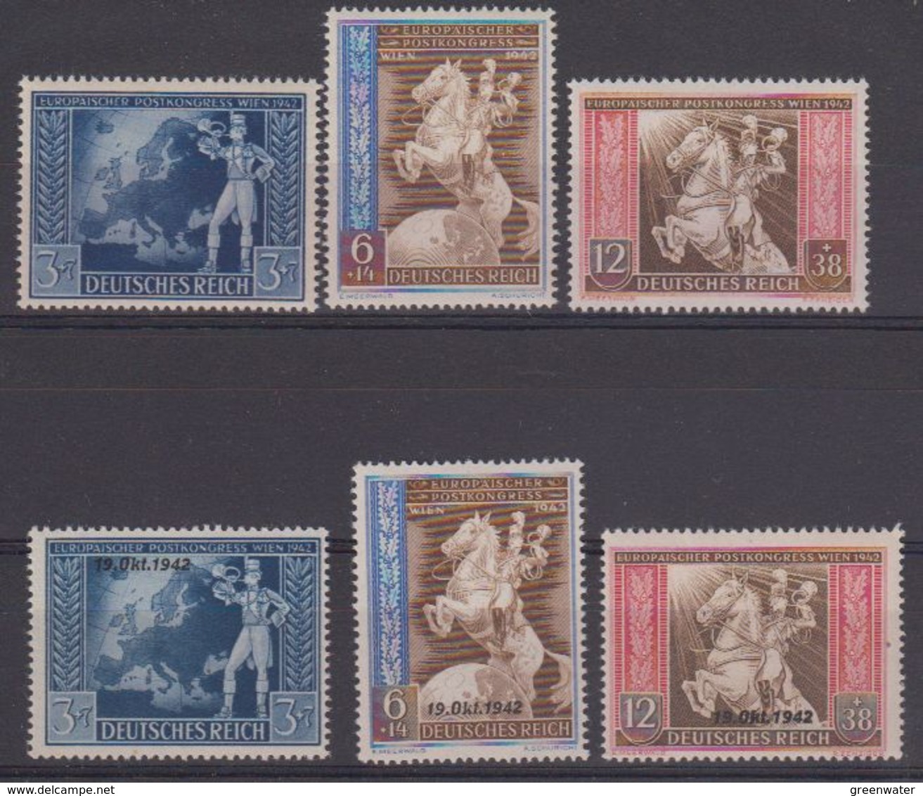 Deutsches Reich 1942 Europäisches Postkongress Wien 3v + 3v Ovptd "19 Okt. 1942" ** Mnh (43003) - European Ideas