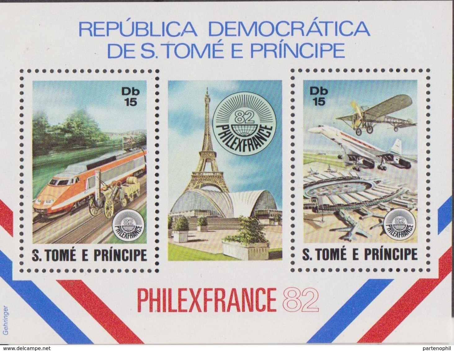 S. Tome E Principe - Philafrance 82' Trein Airplane Set MNH - Exposiciones Filatélicas