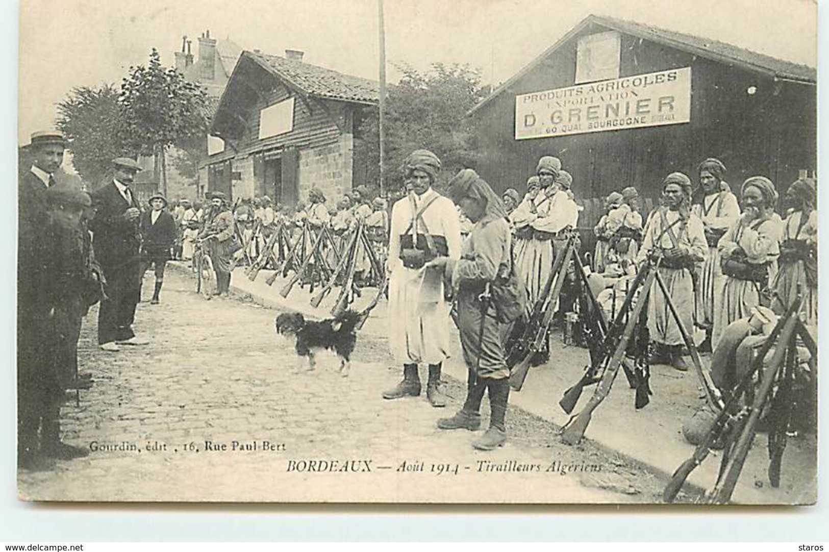 BORDEAUX - Août 1914 - Tirailleurs Algériens - Produits Agricoles D. Grenier - Weltkrieg 1914-18