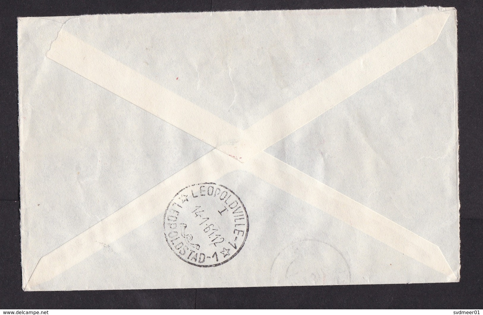 Belgian Congo: Registered Cover, 1961 (after Independence!), Meter Cancel, R-label, Bank Of Congo (opened At 3 Sides) - Brieven En Documenten