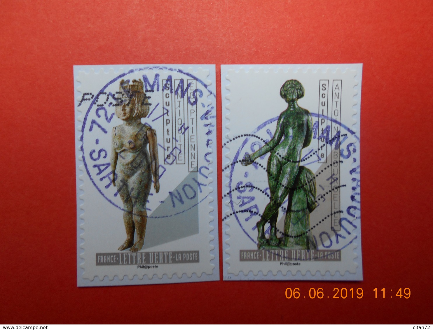 FRANCE 2019  CL121  Du Carnet  LE NU DANS L'ART  (2 Timbres) Beaux Cachets Ronds (A Voyagé) - Oblitérés