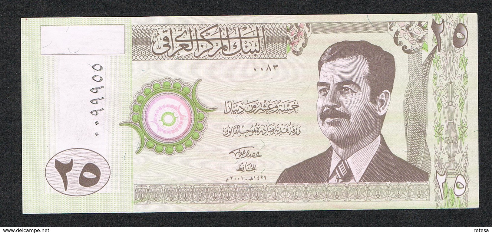 //  IRAK 25 DINARS  SADDAM HOESSEIN  2001 NIEUW - Iraq