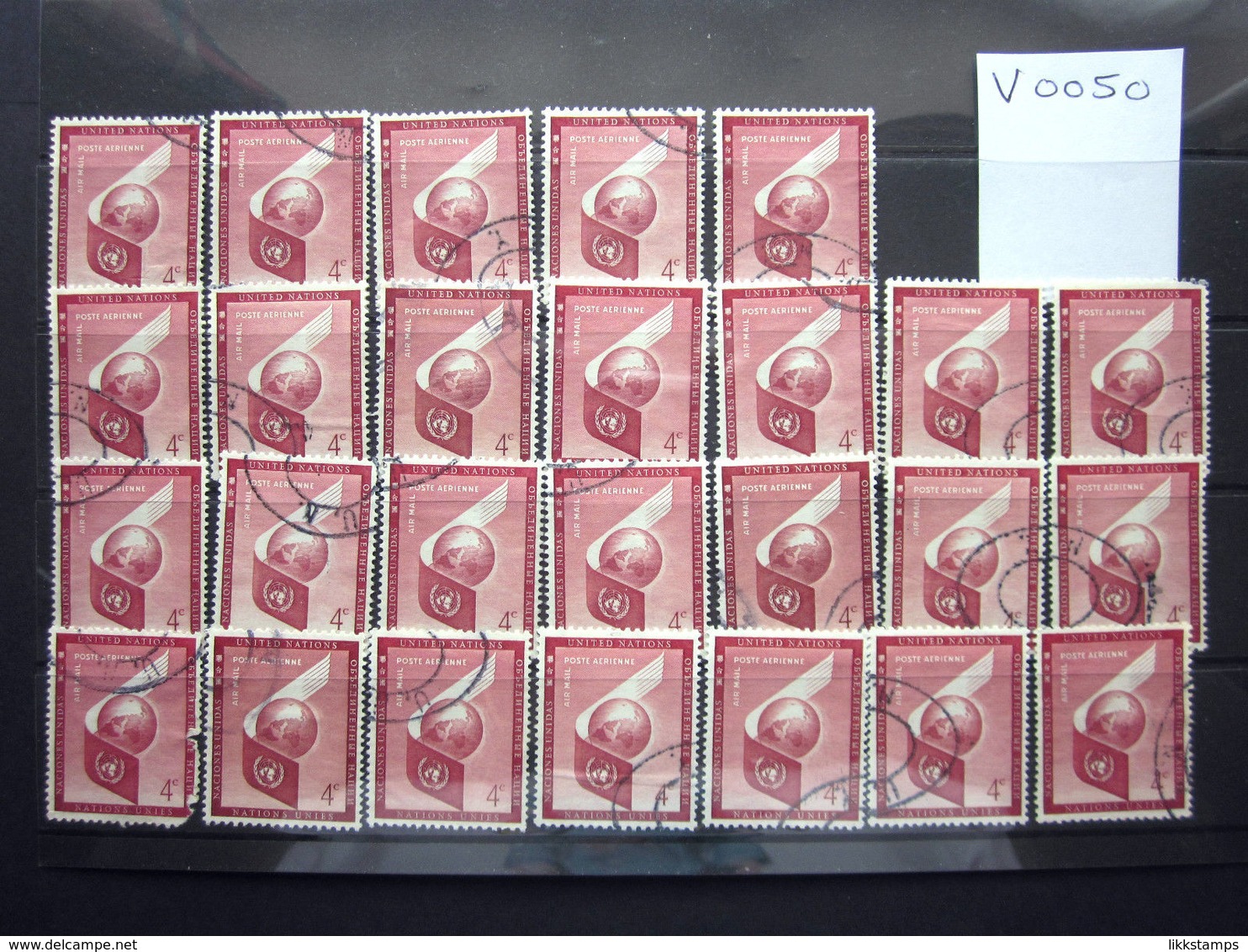 1957 LOT OF 26 UNCHECKED "SG A51" PICTORIAL UNITED NATIONS STAMPS. (V0050) #00362 - Collections, Lots & Series