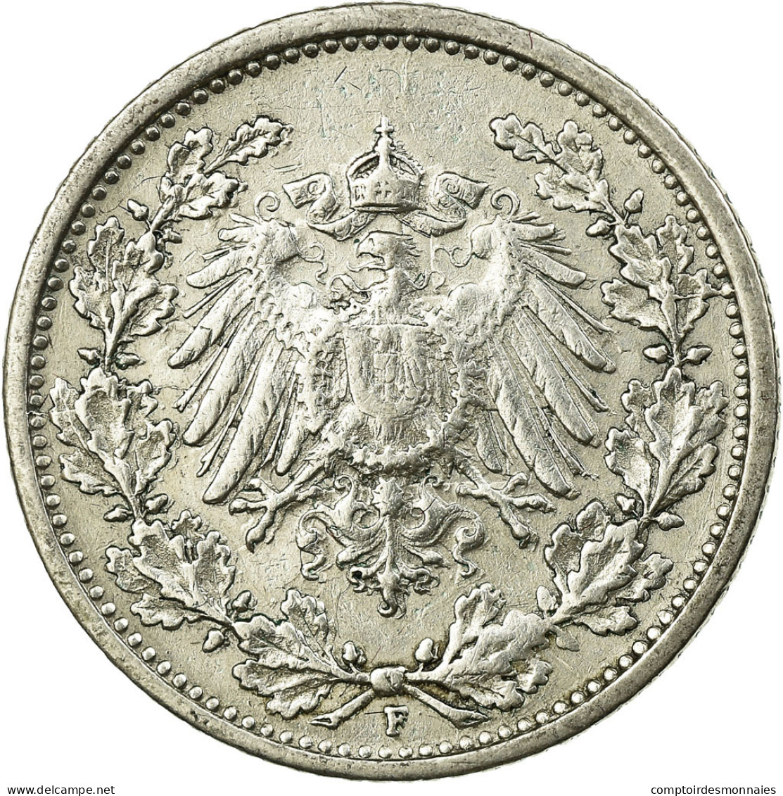 Monnaie, GERMANY - EMPIRE, 1/2 Mark, 1906, Stuttgart, TB, Argent, KM:17 - 1/2 Mark