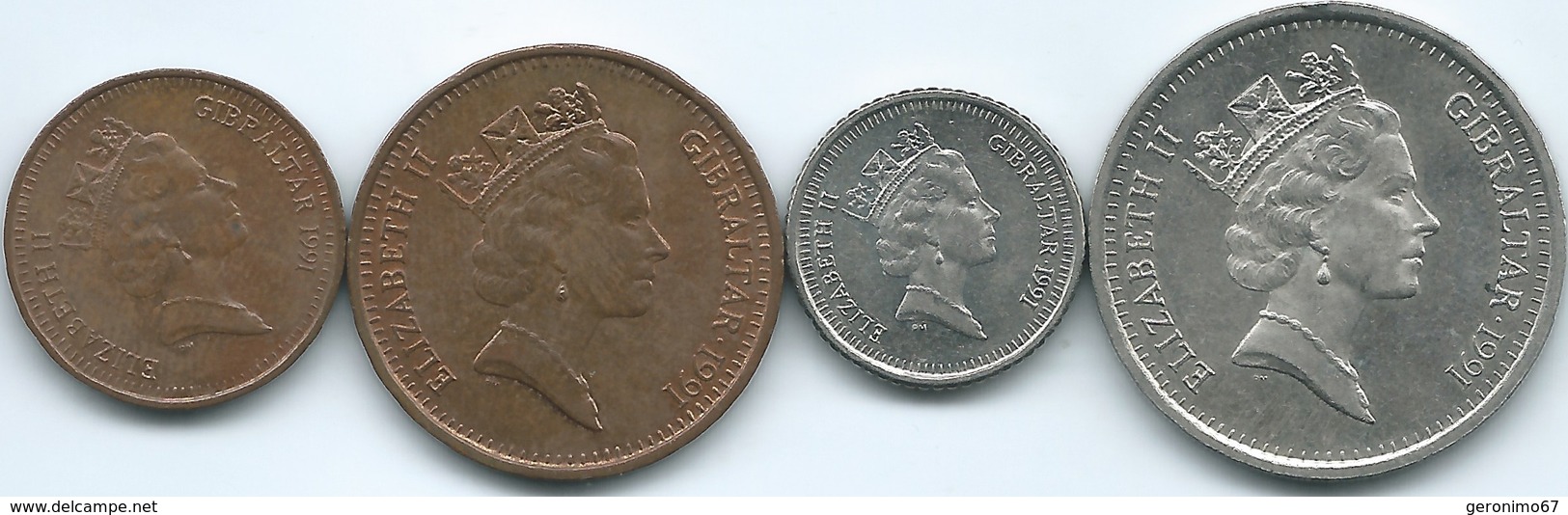 Gibraltar - Elizabeth II - 1991 - 1, 2, 5 & 10 Pence (KMs 20, 21, 22.2 & 23.1) - Gibraltar