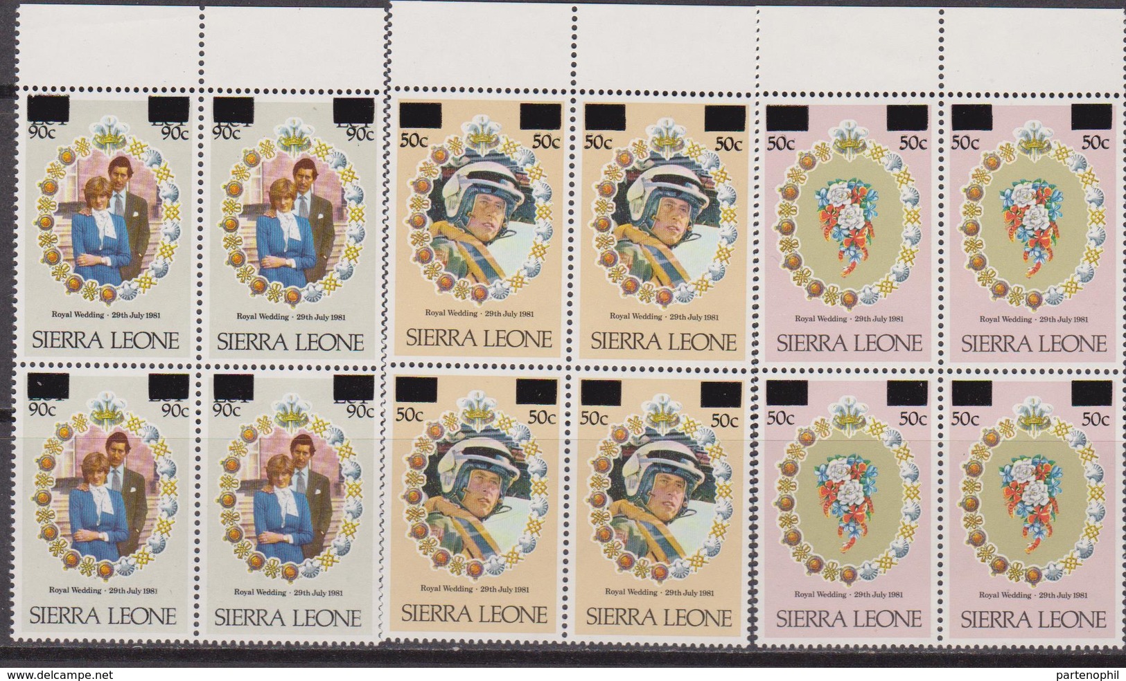 Sierra Leone Royal Wedding Diana Set MNH - Case Reali