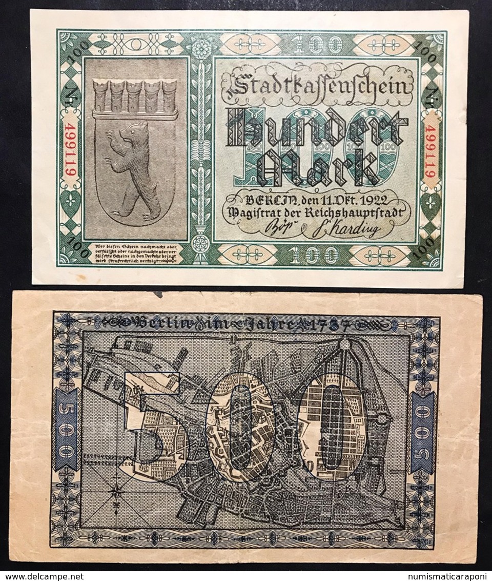 100+ 500 Mark 1922 Berlin   LOTTO 999 - Sammlungen