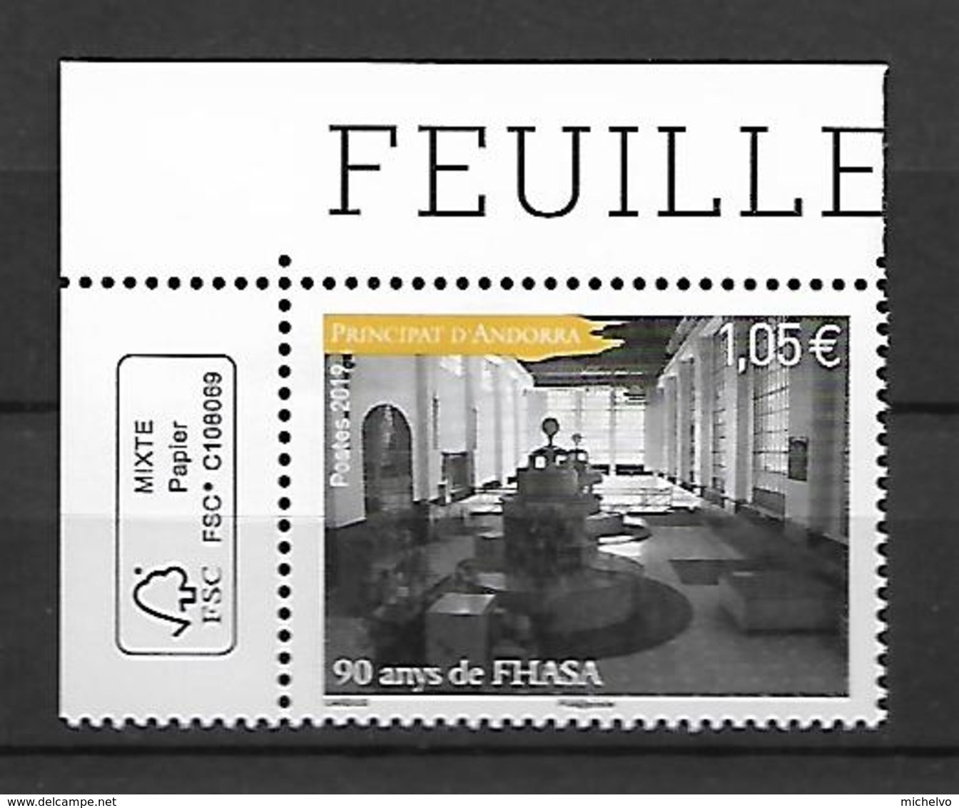 Andorre 2019 - Yv N° 831** - 90 Ans De FHASA ** - Unused Stamps