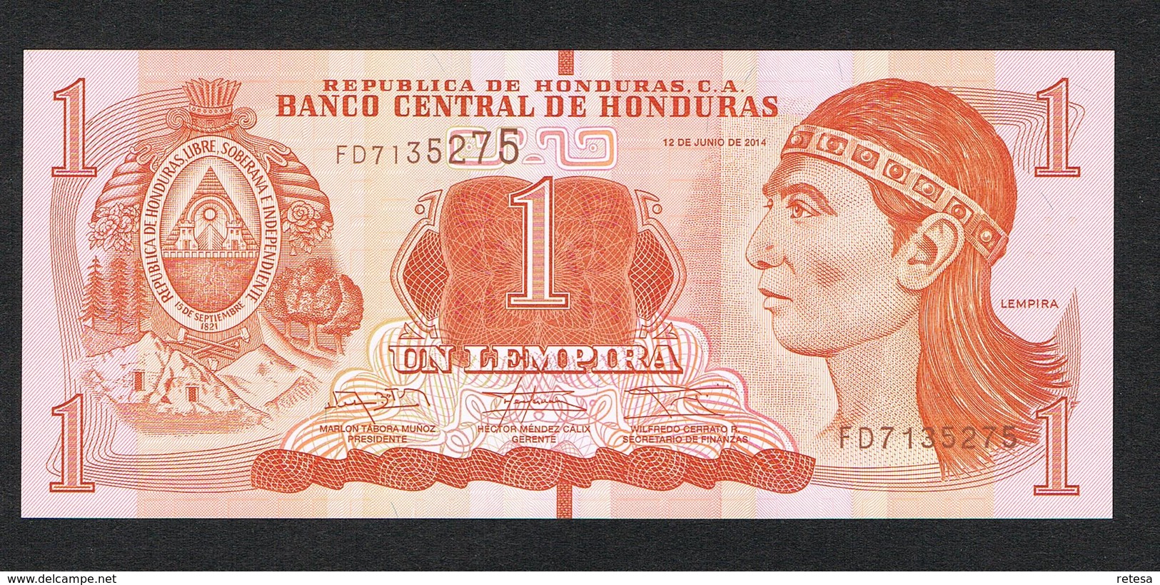 //  HONDURAS  1 LEMPIRA   2014 - Honduras