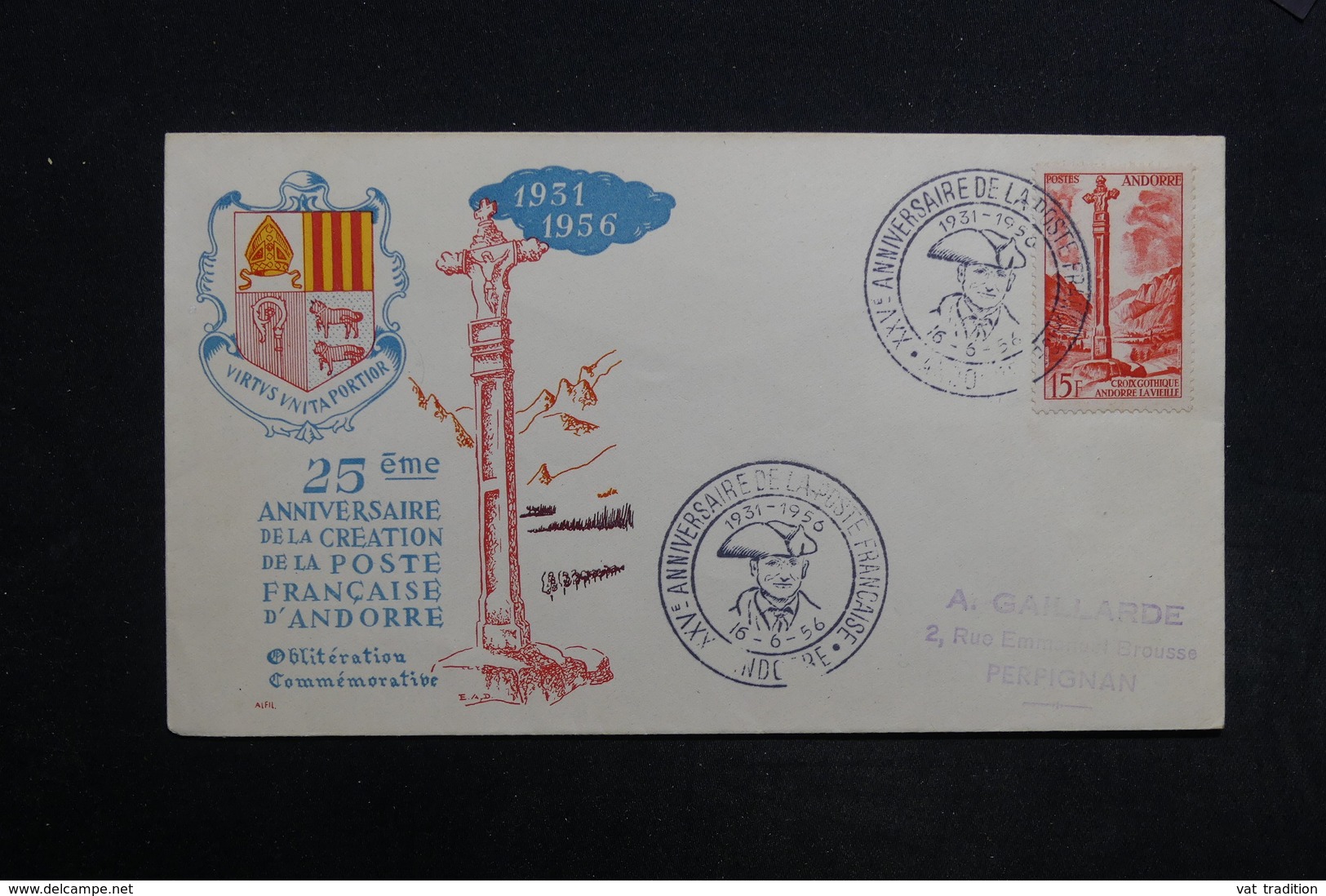 ANDORRE - Enveloppe Commémorative En 1956 De La Création De La Poste Française D 'Andorre - L 31344 - Storia Postale