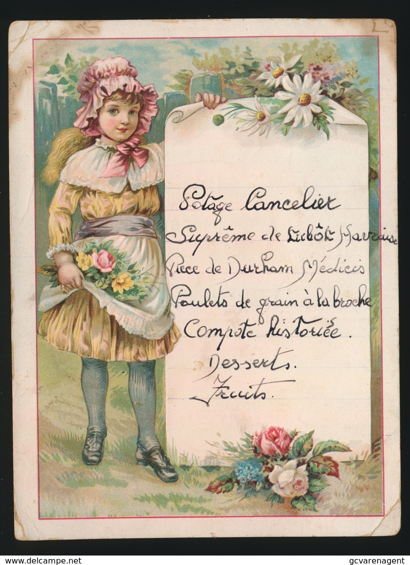 OUDE MENU MET ACHTERAAN RECLAME VAN GENT  - IN DE KEMMEL P.DE CLERCQ - MATTHYS  SCHEPENHUISSTRAAT 23 GENT  - 15 X 11 CM - Menus