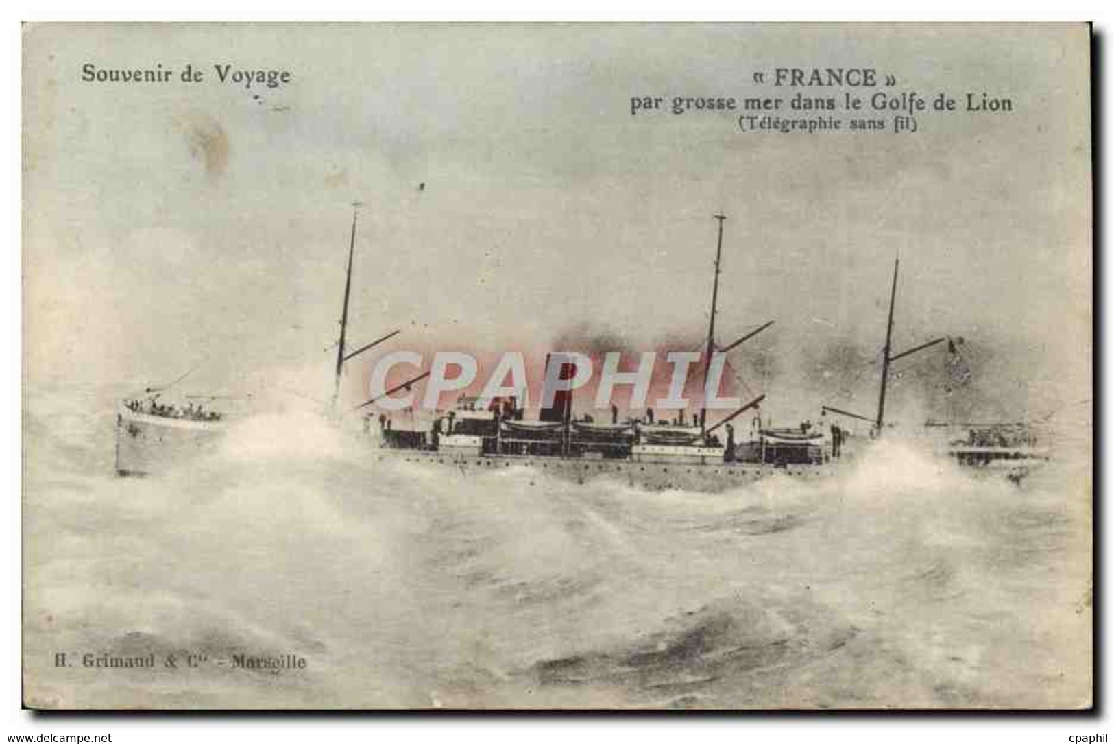 CPA Bateau Paquebot France Par Grosse Mer Dans Le Golfe De Lion - Steamers