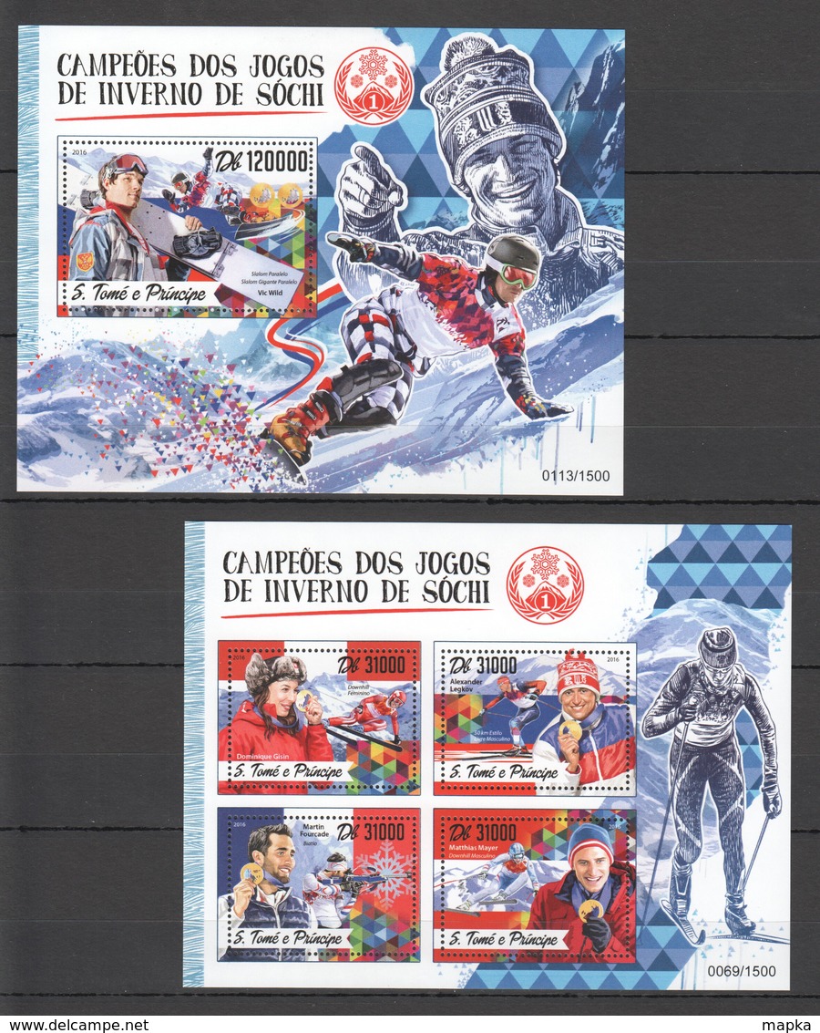 ST1788 2016 S. TOME E PRINCIPE SPORTS OLYMPIC GAMES SOCHI 1KB+1BL MNH - Inverno 2014: Sotchi