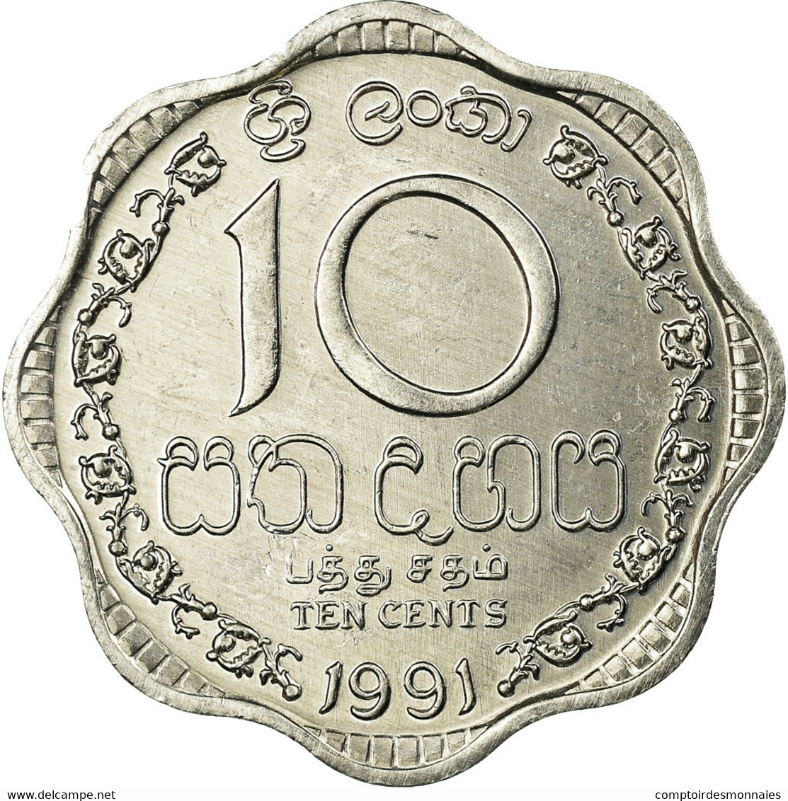 Monnaie, Sri Lanka, 10 Cents, 1991, TTB+, Aluminium, KM:140a - Sri Lanka