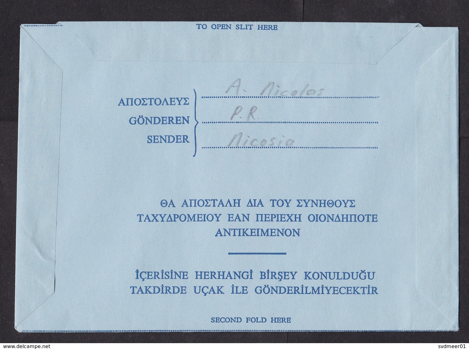 Cyprus: Stationery Aerogramme To Germany, History, Slogan 'Cyprus For A Holiday', Air Letter (traces Of Use) - Brieven En Documenten