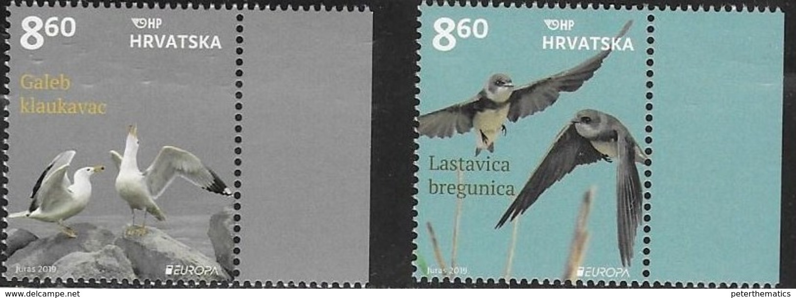 CROATIA , 2019, MNH,EUROPA, BIRDS, SEAGULLS, SWALLOWS,2v - 2019