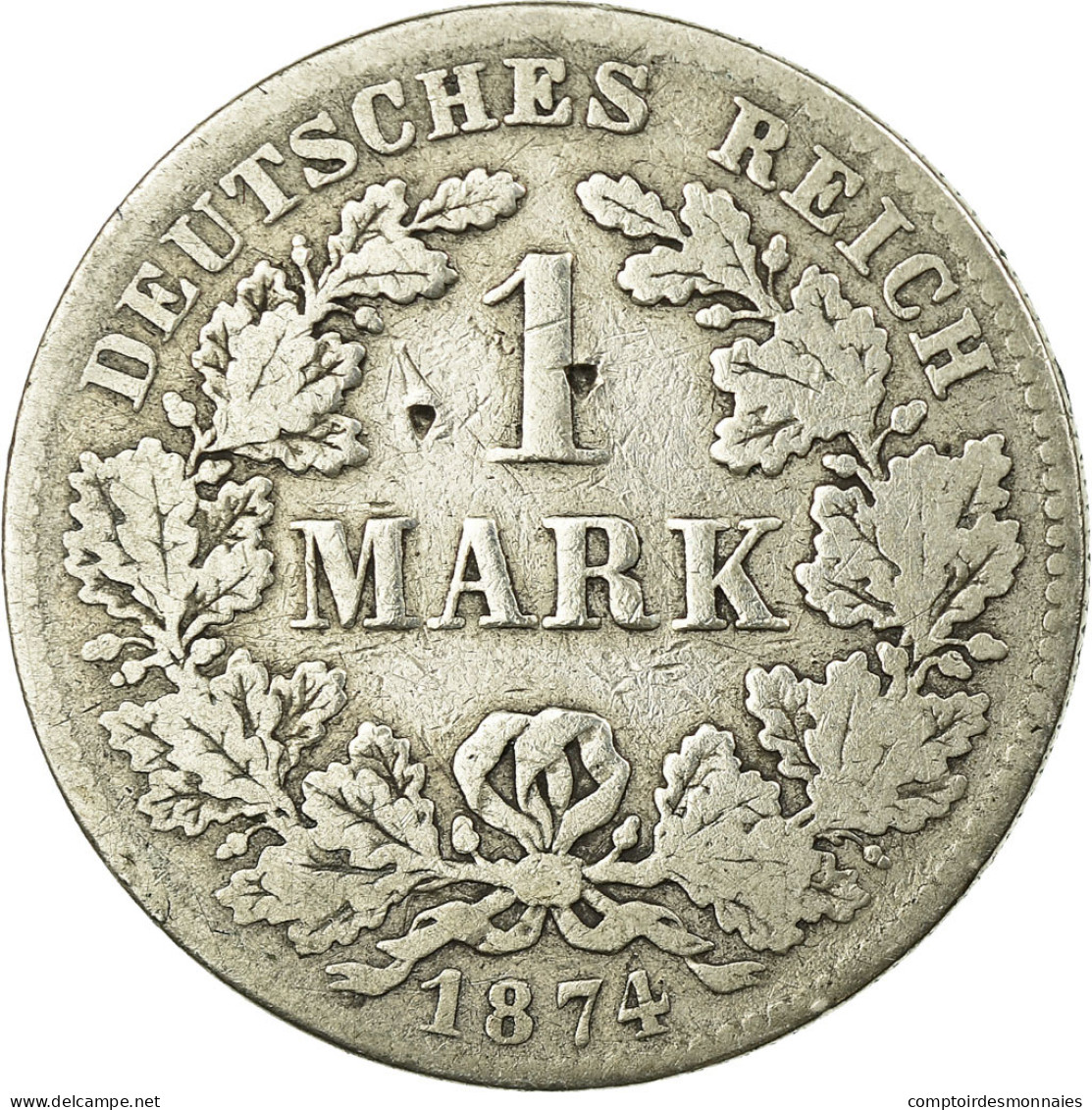 Monnaie, GERMANY - EMPIRE, Wilhelm I, Mark, 1874, Stuttgart, TB, Argent, KM:7 - 1 Mark