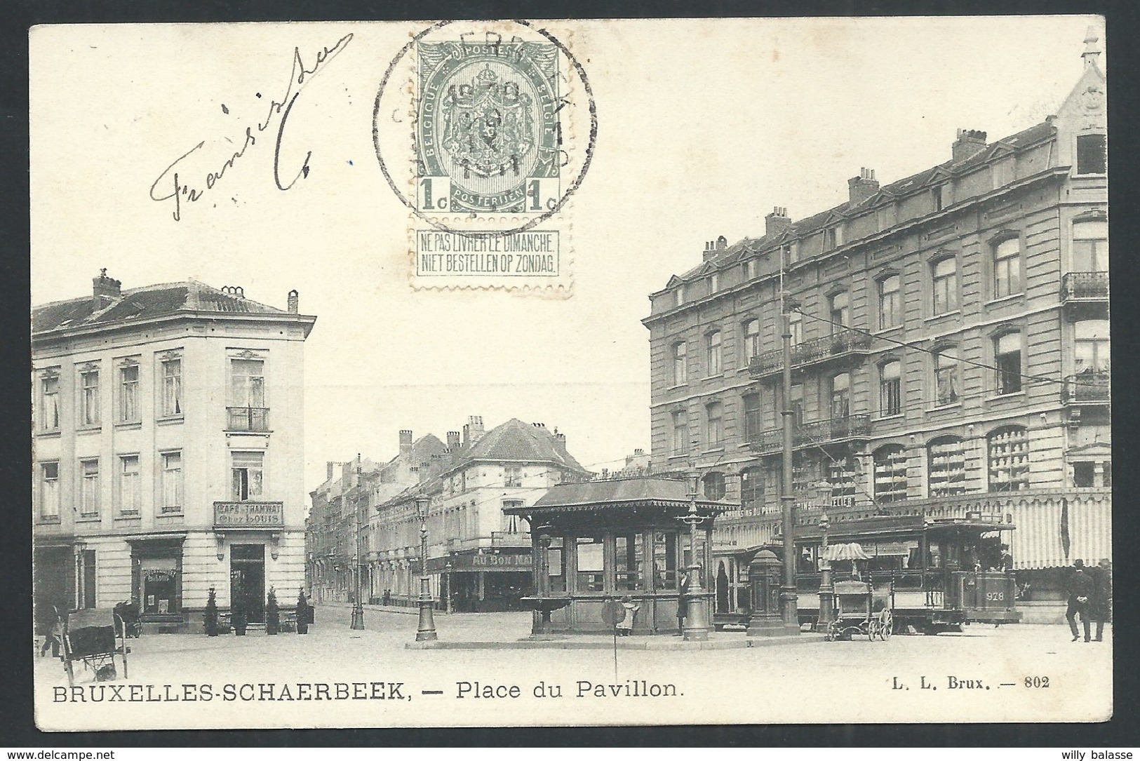 +++ CPA - Bruxelles - SCHAERBEEK - SCHAARBEEK - Place Du Pavillon - Café - Tram   // - Schaerbeek - Schaarbeek